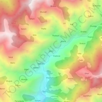 Carte topographique Gond, altitude, relief