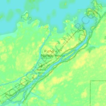 Carte topographique Norway House, altitude, relief