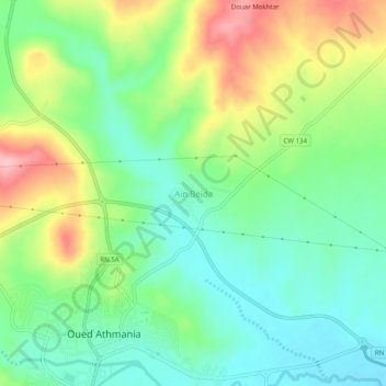 Carte topographique Aïn Beida, altitude, relief