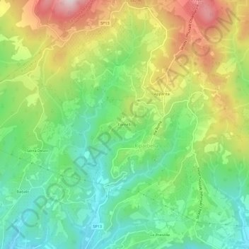 Carte topographique Fornelli, altitude, relief