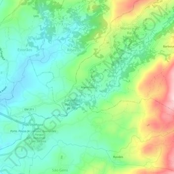 Carte topographique Marinhão, altitude, relief