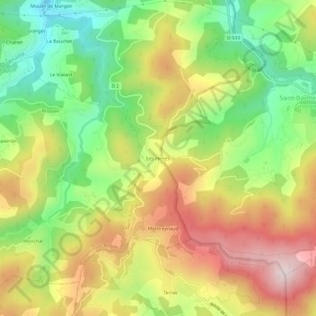 Carte topographique Les Hieres, altitude, relief