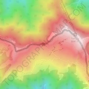Carte topographique Tumling, altitude, relief