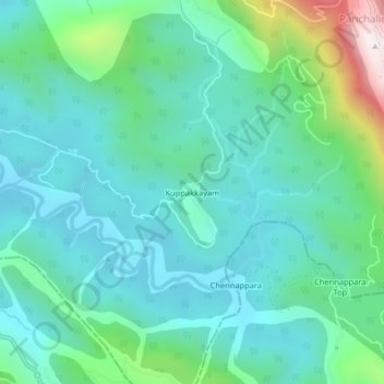 Carte topographique Kuppakkayam, altitude, relief