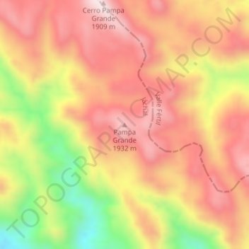 Carte topographique Pampa Grande, altitude, relief
