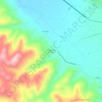 Carte topographique San Martino in Colle, altitude, relief
