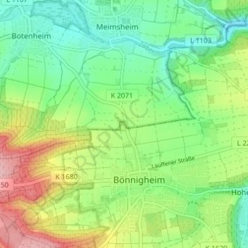 Carte topographique Bellevue, altitude, relief