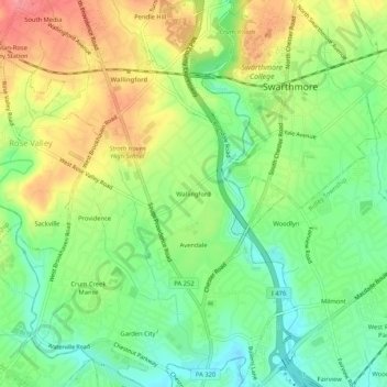 Carte topographique Wallingford, altitude, relief
