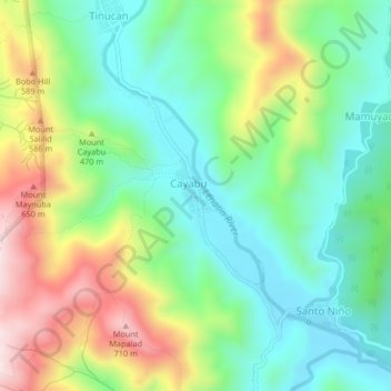 Carte topographique Cayabu, altitude, relief