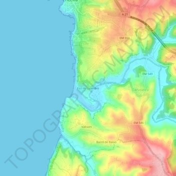 Carte topographique Foz do Lizandro, altitude, relief