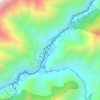 Carte topographique Teetwal, altitude, relief