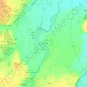 Carte topographique Le Grand Sault, altitude, relief