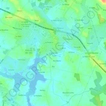 Carte topographique Le Pont Roz, altitude, relief