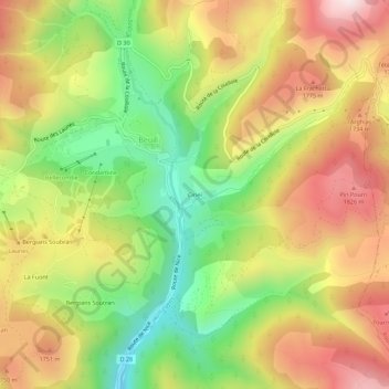 Carte topographique Ciriei, altitude, relief