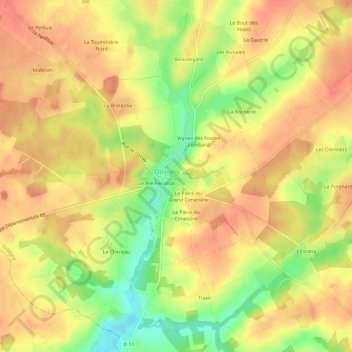 Carte topographique Le Bourg, altitude, relief