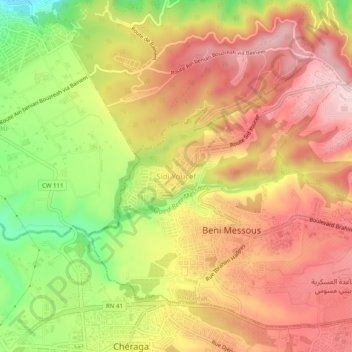 Carte topographique Sidi Youcef, altitude, relief
