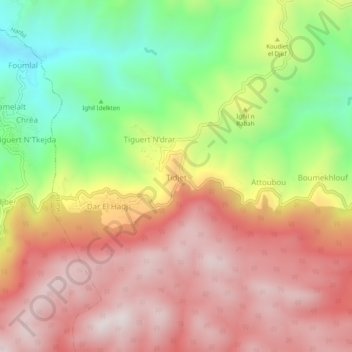 Carte topographique Tidjet, altitude, relief
