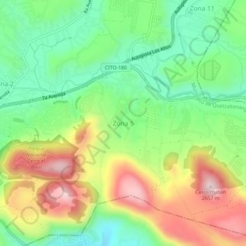 Carte topographique Zona 5, altitude, relief
