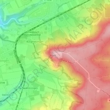 Carte topographique Einkorn, altitude, relief