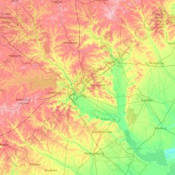 Carte topographique Richland, altitude, relief