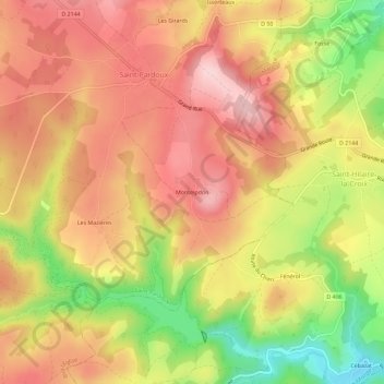 Carte topographique Monteipdon, altitude, relief