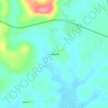 Carte topographique Sangoyah, altitude, relief