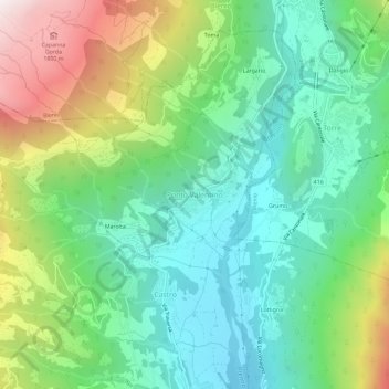 Carte topographique Ponto Valentino, altitude, relief