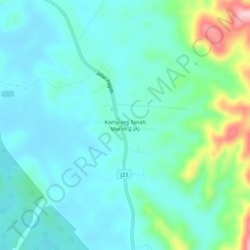 Carte topographique Kampung Tanah Merah 2 (A), altitude, relief