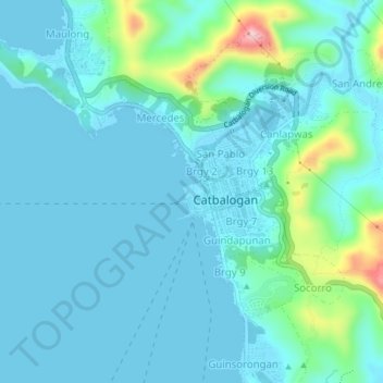 Carte topographique Brgy 3, altitude, relief