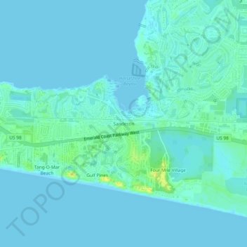 Carte topographique Sandestin, altitude, relief