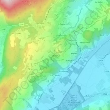 Carte topographique La Côte, altitude, relief