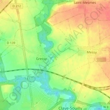 Carte topographique Moulignon, altitude, relief