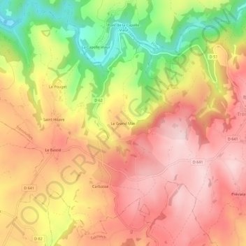 Carte topographique Le Grand Mas, altitude, relief