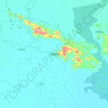 Carte topographique El Baúl, altitude, relief
