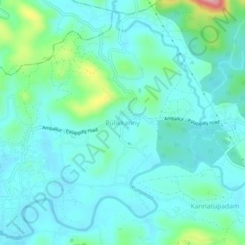 Carte topographique Pulikkanny, altitude, relief