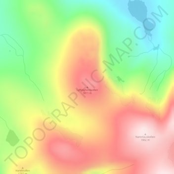 Carte topographique Lyftingfonnkollen, altitude, relief