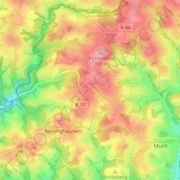 Carte topographique Bövingen, altitude, relief