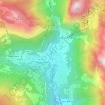 Carte topographique Olivone, altitude, relief