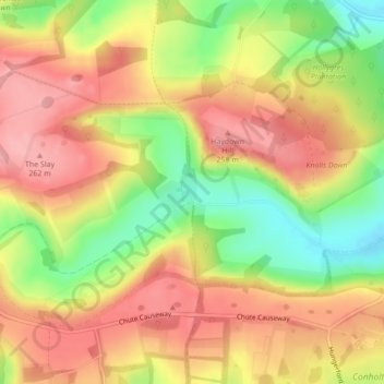 Carte topographique Hippenscombe, altitude, relief
