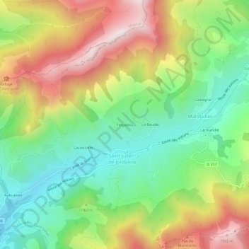 Carte topographique Felgadou, altitude, relief