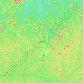 Carte topographique Oyem, altitude, relief