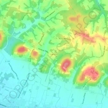 Carte topographique Lapujolle, altitude, relief