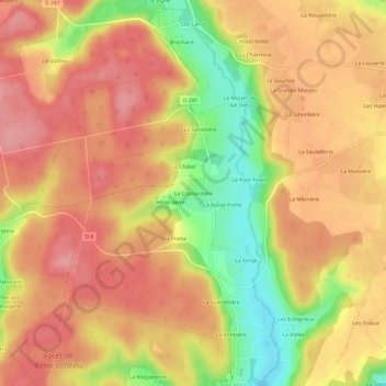 Carte topographique La Cosnardière, altitude, relief