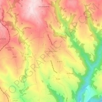 Carte topographique Camboulazet, altitude, relief