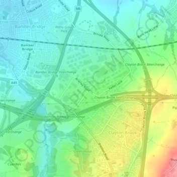 Carte topographique Walton Summit, altitude, relief