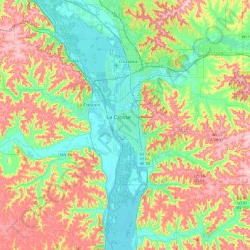 Carte topographique La Crosse, altitude, relief