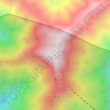 Carte topographique Fanjing Mountain, altitude, relief