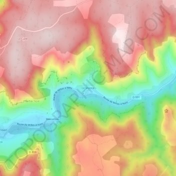 Carte topographique Le Monna, altitude, relief