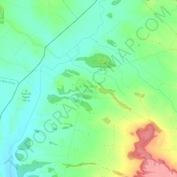 Carte topographique el Pla de la Font, altitude, relief