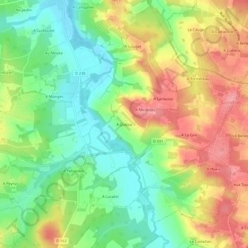 Carte topographique A Quissa, altitude, relief